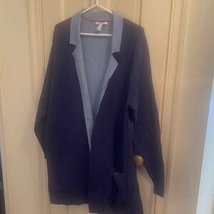 Isaac Mizrahi Deep Blue/Light Blue Open Front Long Cardigan/Duster NWOT